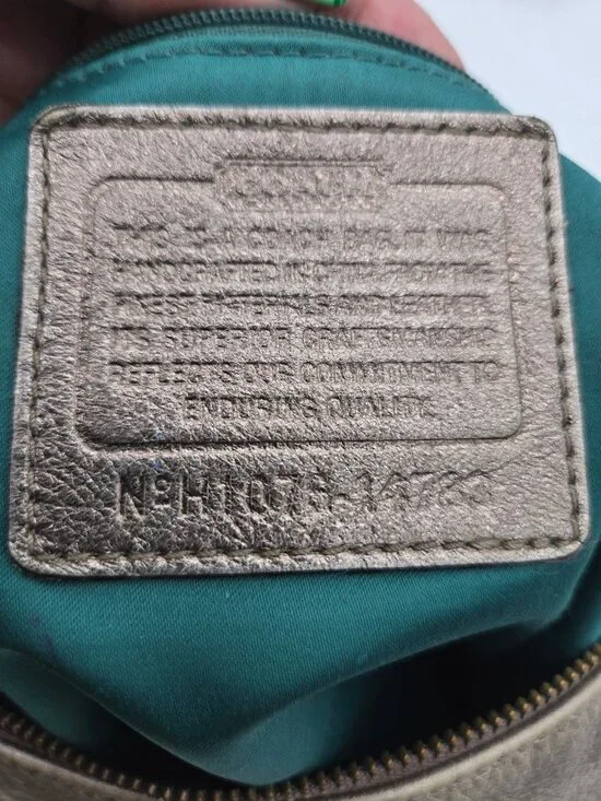 Coach Kristen Metallic Slouch Leather Handbag Hobo Shoulder Bag Front Pocket w/ - Picture 12 of 12